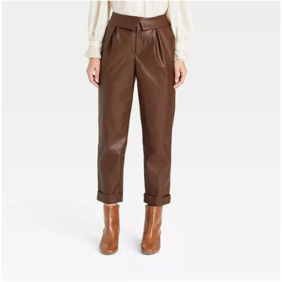 Who What Wear Women's Mid-Rise Straight Leg Trousers Dark Brown 10 - Picture 1 of 3